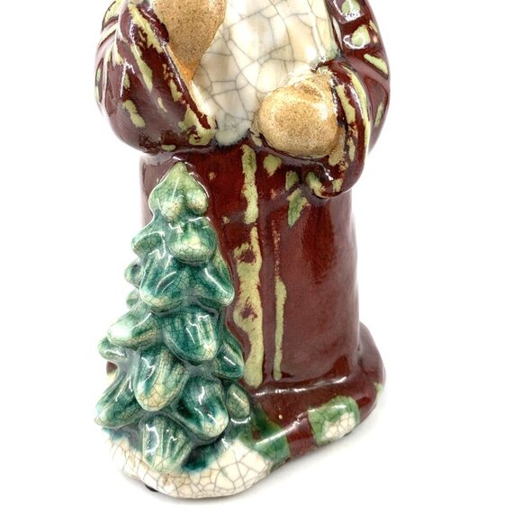 Crackle Santa Claus Christmas Figurine Decor 8" Ceramic Vintage - Picture 3 of 8